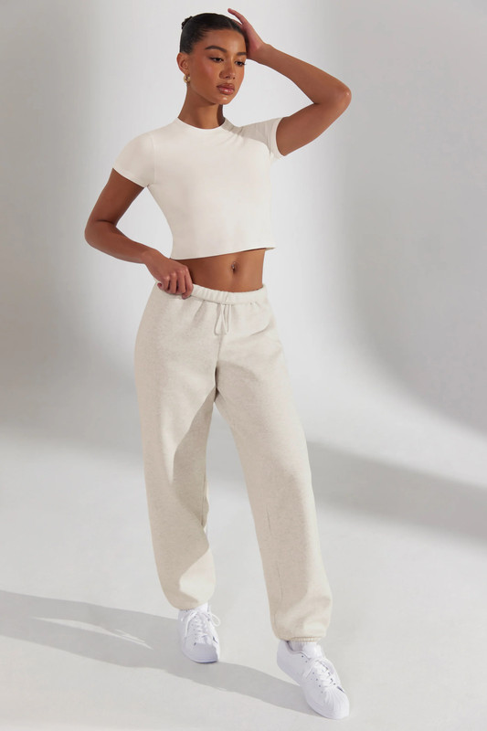 Oversized Joggers in Heather Oat - UK Size:XXS